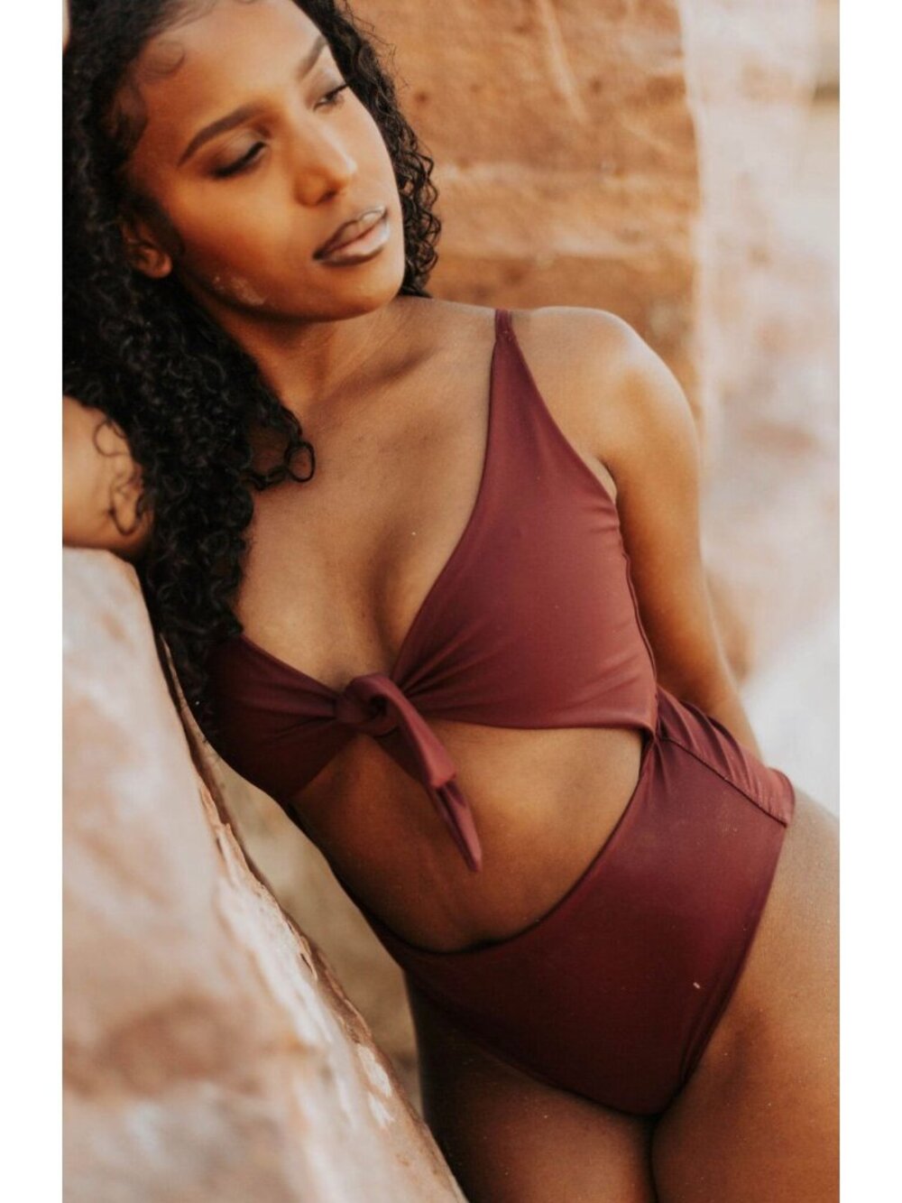 $140 Arrow + Phoenix Sustainable Swimwear One Piece Swimsuit Monokini - Large